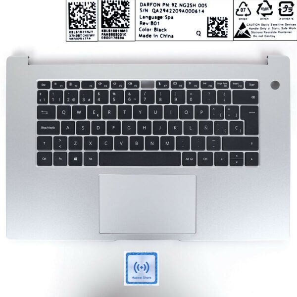 TAMPA SUPERIOR COM DESCANSO DE PALMA E TOUCHPAD HUAWEI MATEBOOK D15 BOB-WAE9P BOH-WAQ9L BOHL PRATA W29