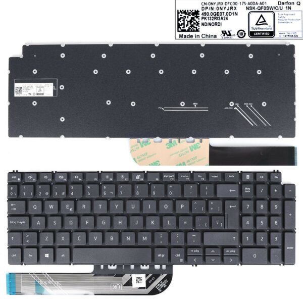 Teclado para Portátil Dell 7590, 7591, P83F, 5580, 5584, 5593, 5598 - Espanhol Preto