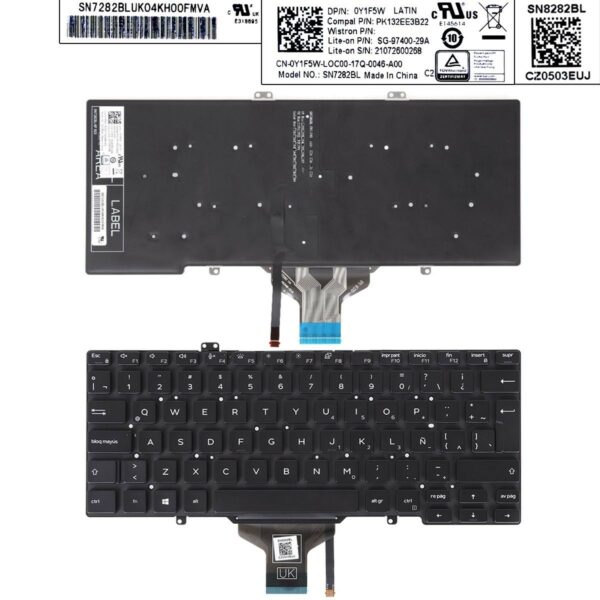 Teclado Retroiluminado Preto Espanhol para Portátil Dell Latitude 3400, 5400, 5401, 5402, 5410 Series