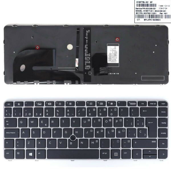Teclado Retroiluminado Prata Espanhol para Portátil HP 840 G3/G4, 745 G3/G4, 848 G3, ZBook Series - Com PointStick