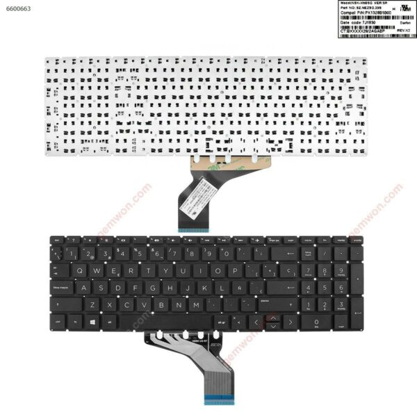 TECLADO PARA PORTATIL HP PAVILION 15-DA 250 255 GEN7 HR04-M YMS-0314-M 9Z.NEZSC.20F NSK-XN0SC INTRO PEQUENO PRETO
