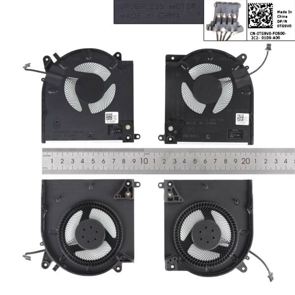 Ventoinhas CPU + GPU para Portátil Dell M15 R3 R4 - Compatível com 0D1X38 0TG9V0