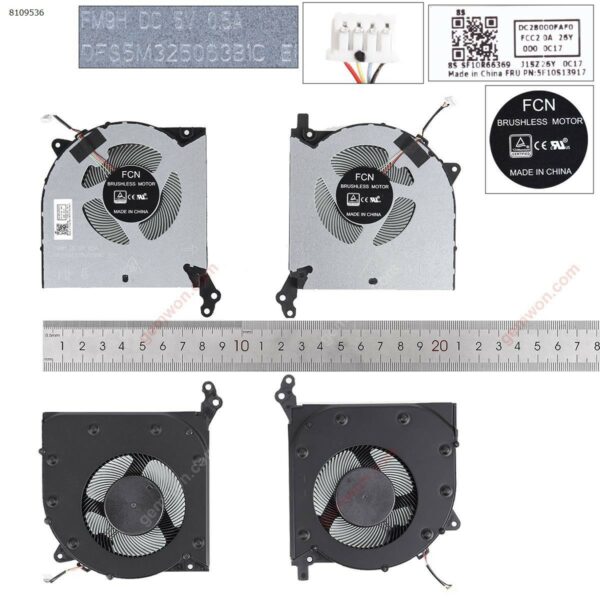 Ventoinha CPU + GPU para Portátil Lenovo R7000 (2020), Y550-15, Y7000P