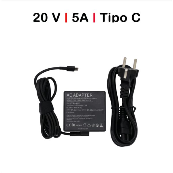 Carregador Portátil Multivoltagem USB-C 100W Preto - Compatível com Apple, Dell, HP, Lenovo, Asus, Xiaomi, Huawei, Google, Samsung