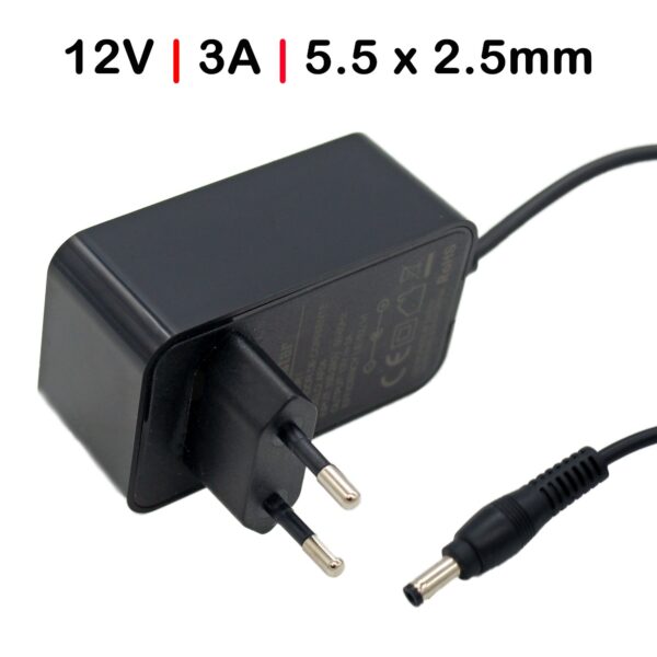 Carregador Universal Voltistar 12V 3A (36W) para Fitas de LED, Roteadores e Câmeras de Segurança - Plug 5.5x2.5mm