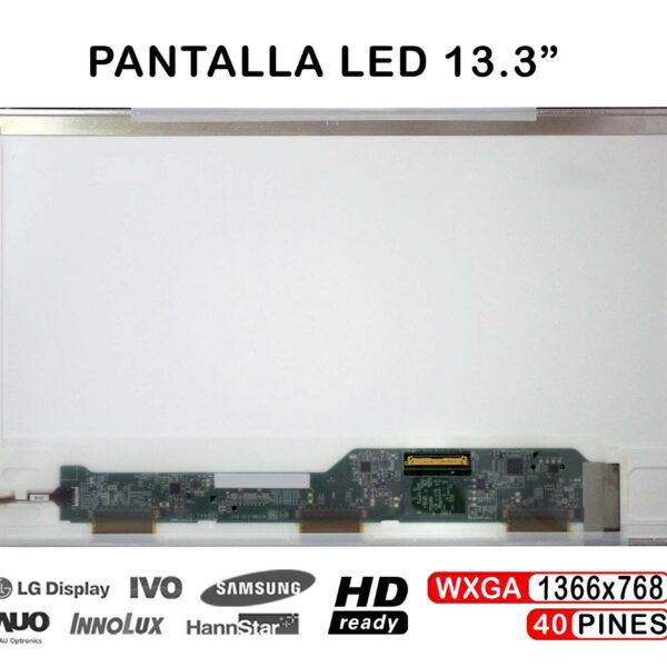 Ecrã LED 13.3" WXGA (1366x768) 40 Pinos para Portátil - Compatível LTN133AT17 Series