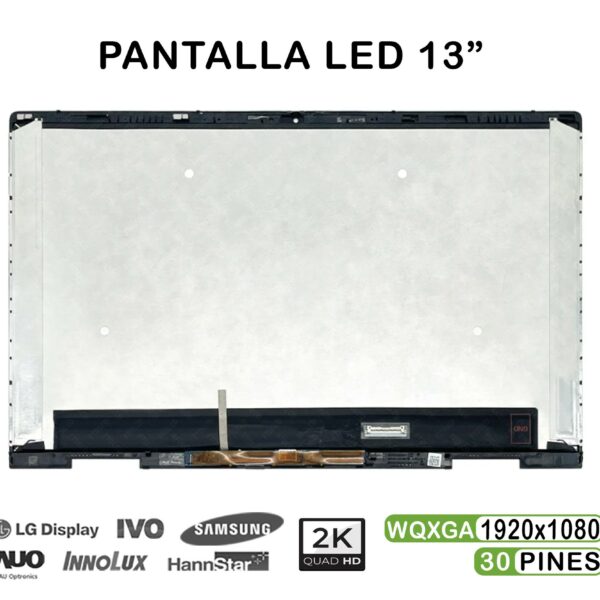 Ecrã LED Tátil 13.3" WQXGA (1920x1080) 30 Pinos para Portátil HP Envy X360 13-BD Series