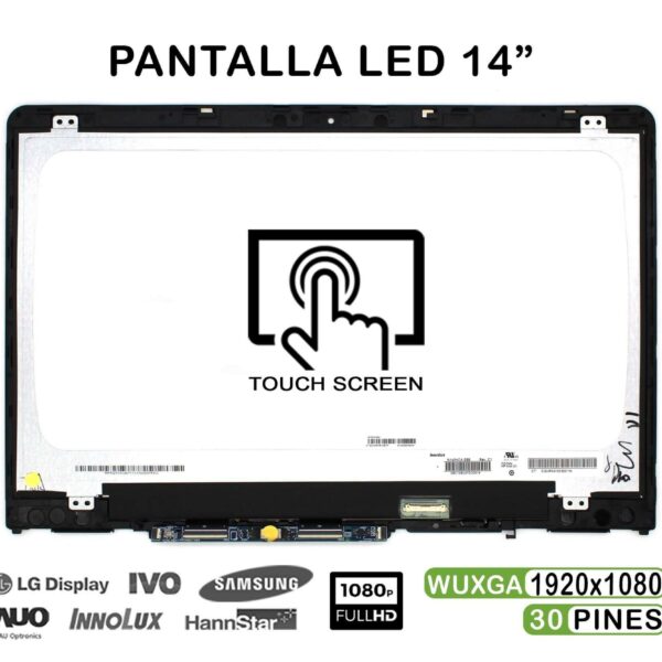 Ecrã LED Tátil Completo 14" WUXGA (1920x1080) para Portátil HP Pavilion x360 14-BA 14M-BA Series - Com Quadro - Green Computer