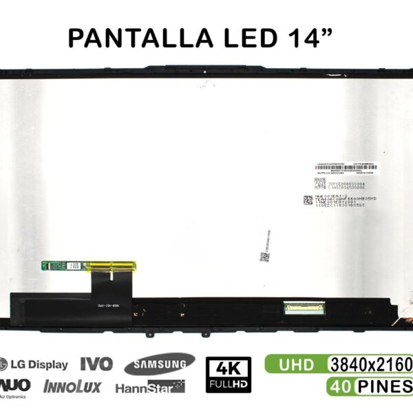 Ecrã LED Tátil 14" 4K para Portátil Lenovo Yoga C940-14IIL (5D10S39596) - Com Quadro