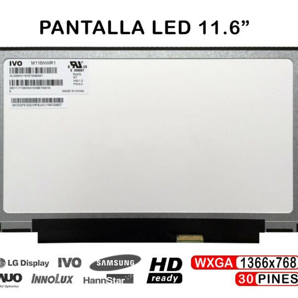 Ecrã LED 11.6" WXGA (1366x768) 30 Pinos para Portátil - M116NWR1, B116XTN01.0