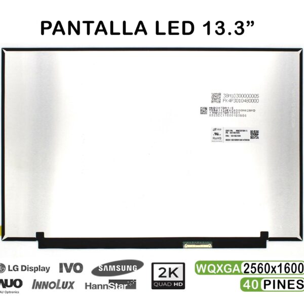 Ecrã LED 13.3" WQXGA (2560x1600) 40 Pinos Inferior Direito para Portátil - MND307DA1-5