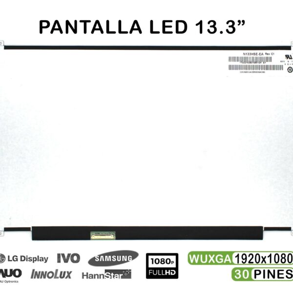 Ecrã LED 13.3" Full HD (1920x1080) 30 Pinos para Portátil - Compatível N133HSE-EA Rev.C1