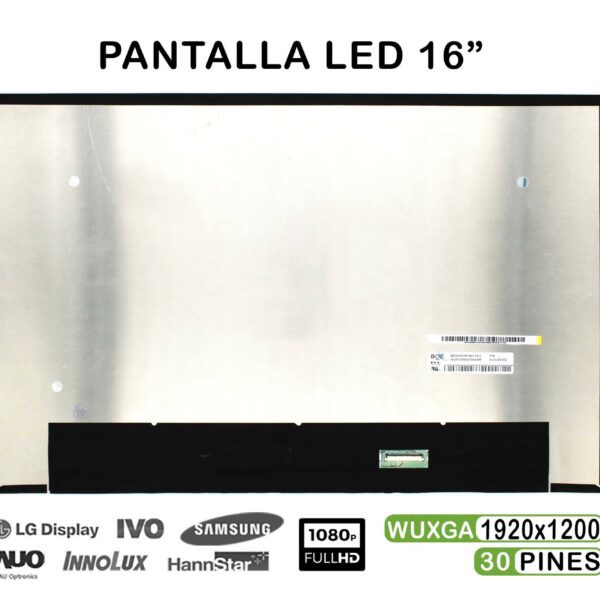 ECRÃ LED DE 16" PARA PORTATIL NE160WUM-N61 V8.0 30 PINES
