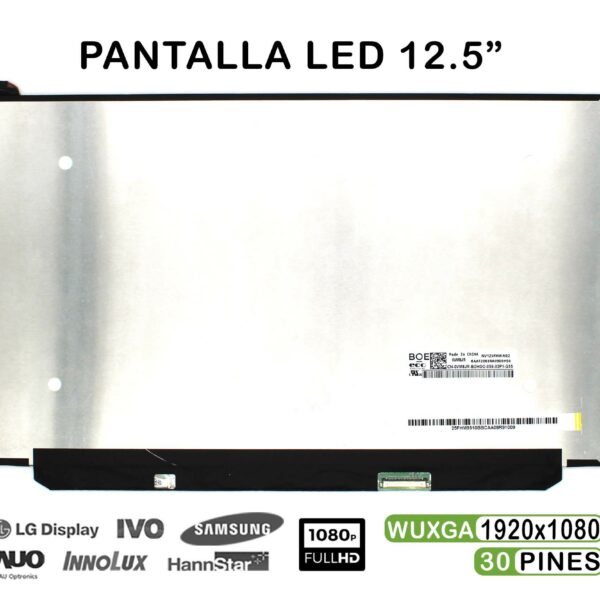 Ecrã LED 12.5" WUXGA (1920x1080) 30 Pinos para Portátil - Compatível NV125FHM-N82 N83 e Mais