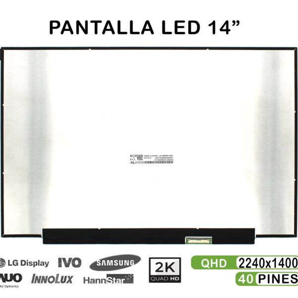ECRÃ LED DE 14" PARA PORTATIL NV140DRM-N63 2K 40 PINES