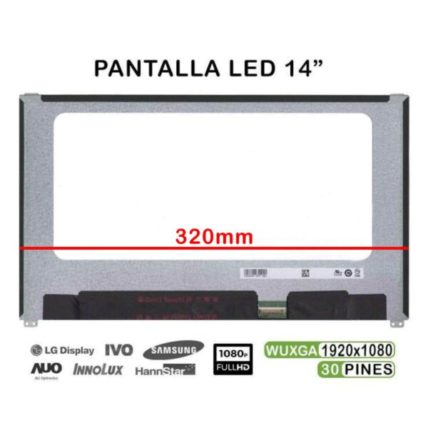 Ecrã LED 14" WUXGA (1920x1080) 30 Pinos para Portátil Dell Latitude 3440 7480 - NV140FHM-N47 06HY1W