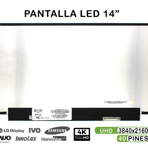 ECRÃ LED DE 14" PARA PORTATIL NV140QUM-N61 40 PINES 4K