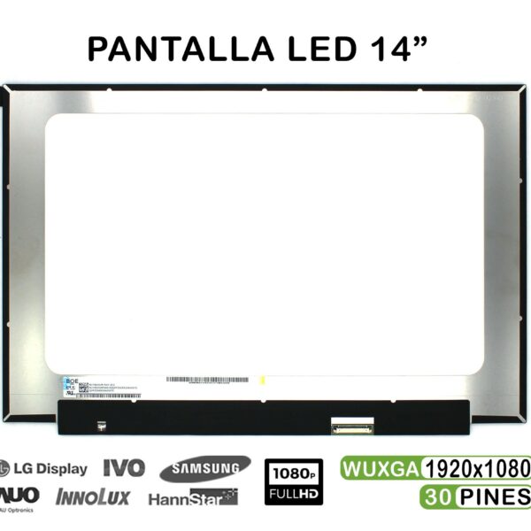 Ecrã LED 14" WUXGA (1920x1200) 30 Pinos para Portátil - Compatível NV140WUM-N44, B140UAN02.0