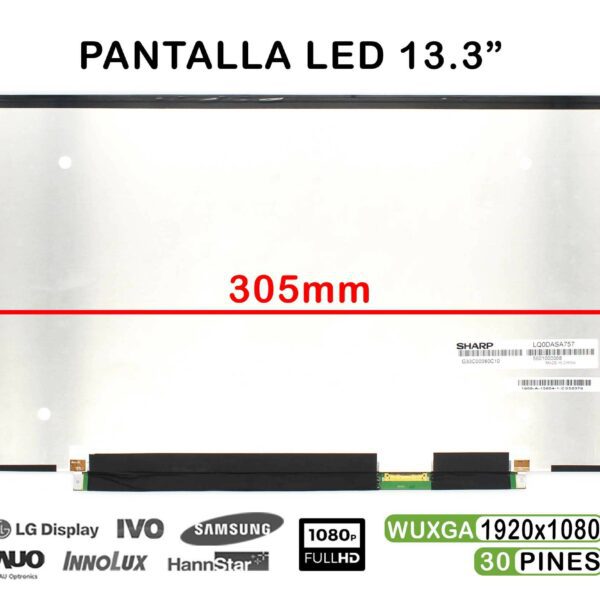Ecrã LED 13.3" FHD 30 Pinos para Portátil Sharp LQ133M1JW02A - Substituição de Alta Qualidade
