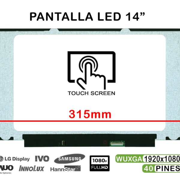 ECRÃ LED TÁTIL DE 14" PARA PORTATIL B140HAK03.2 40 PINES