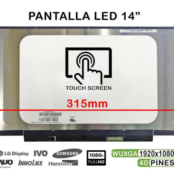 ECRÃ LED TÁTIL DE 14" PARA PORTATIL NV140FHM-T01 40 PIN IPS