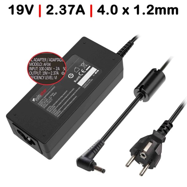 Carregador para Portátil ASUS 45W 19V 2.37A Conector 4.0x1.2mm Compatível F515JA F515E ZenBook VivoBook