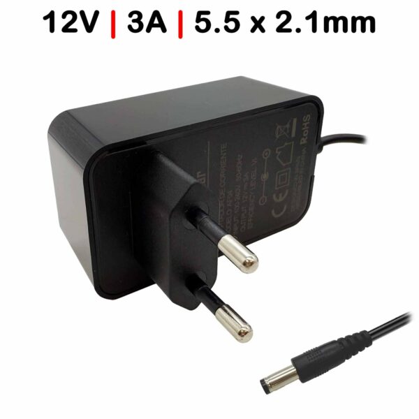 Carregador Universal 12V 3A 5.5x2.1mm para Fitas LED, Roteadores e Câmeras de Segurança | Green Computer