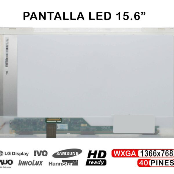 Ecrã LED 15.6" WXGA (1366x768) 40 Pinos para Portátil - Compatível B156XW02 V.2, B156XW02 V.6 e Mais