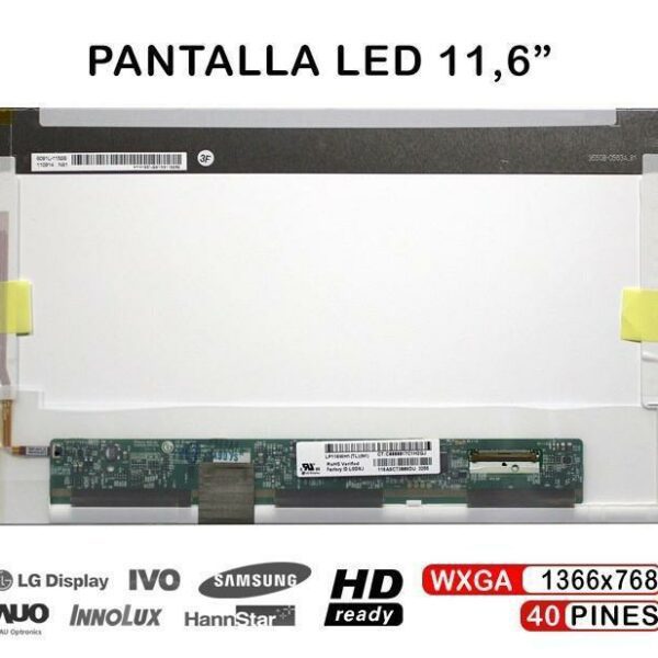 Ecrã LED 11.6" WXGA HD para Portátil Packard Bell ZA8 - 40 Pinos