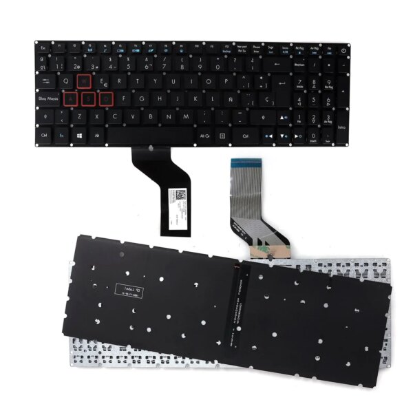 Teclado Retroiluminado para Portátil Acer Aspire VX15 VX5-591 VX5-591G | Preto/Vermelho | Compatível com VX5-793