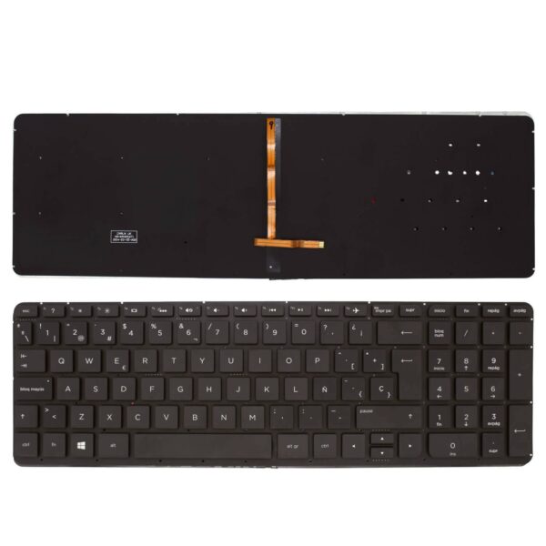 Teclado Retroiluminado Espanhol Preto Sem Moldura para Portátil HP Pavilion 17-f Series (TEC0795)