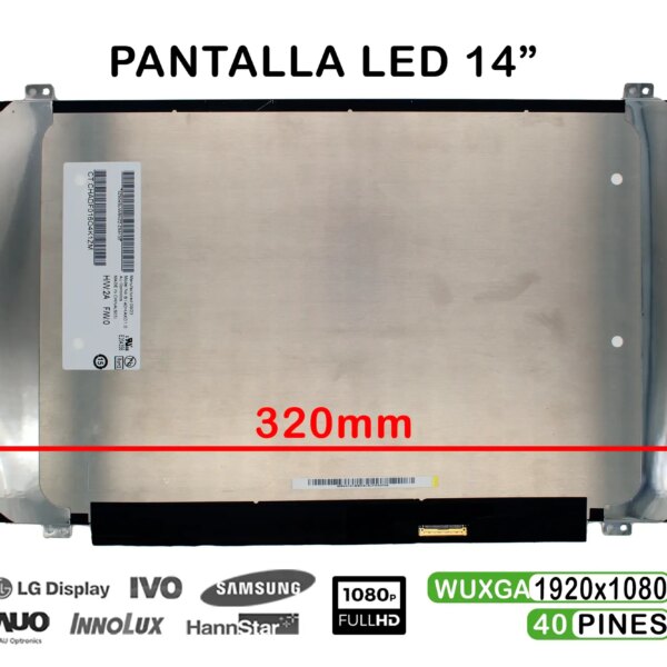 ECRÃ LED PARA PORTÁTIL DE 14" B140HAK01.0