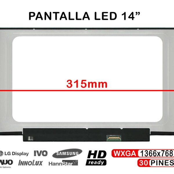 Ecrã LED Brilhante para Portátil 14" WXGA (1366x768) 30 Pinos - B140XTN07.2 NT140WHM-N44