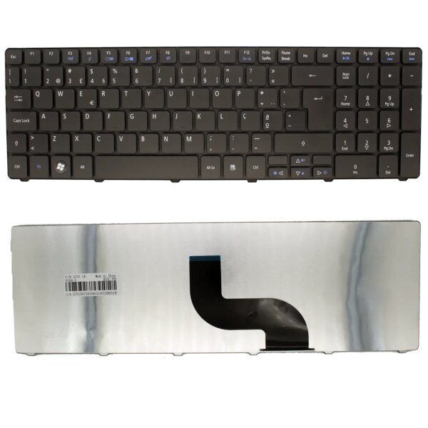 Teclado Portátil Português para Acer Aspire, Packard Bell, eMachines, Gateway - Compatível com AEZYDP00010, 9Z.N3M82.Q0S, KB.I170A.222