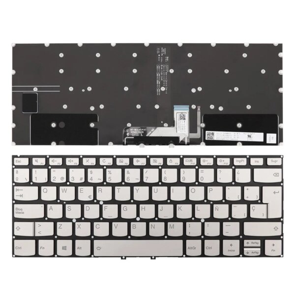 Teclado Retroiluminado para Portátil Lenovo Yoga C930-13 Cor Prata