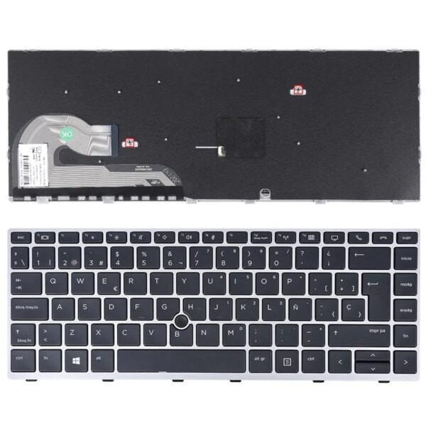 Teclado para HP EliteBook 840 G5 846 G5 840 G6 Prata | Compatível com ZBook 14u | Portugu Castelhano