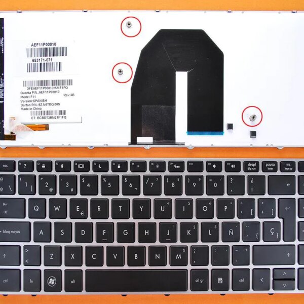 Teclado Retroiluminado Prata Espanhol para Portátil HP ProBook 5330 5330M Series - Com Moldura