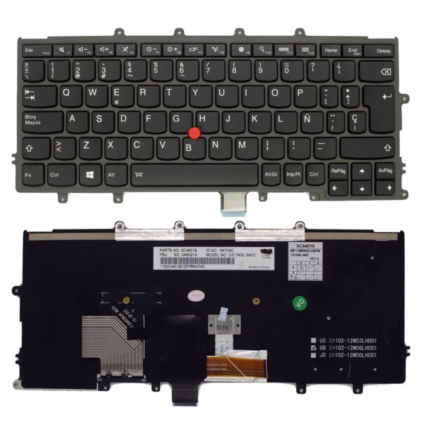 Teclado para Portátil com Iluminação de Fundo para Lenovo ThinkPad X270 01EN596 Preto