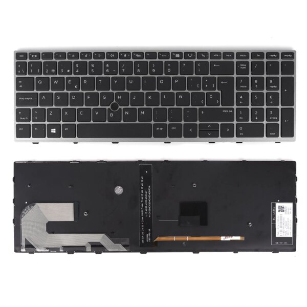 Teclado Retroiluminado Espanhol Preto com Estrutura para Portátil HP EliteBook 850 G5/G6, 755 G5 e ZBook 15u G5/G6