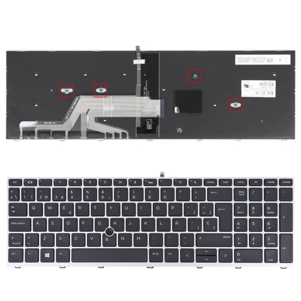 Teclado Retroiluminado Prata para Portátil HP ProBook 450 G5, 455 G5, 470 G5 - Layout Espanhol