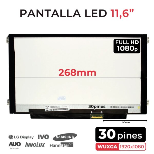 TELA 11.6" PARA NOTEBOOK NV116WHM-N47 COM SUPORTES