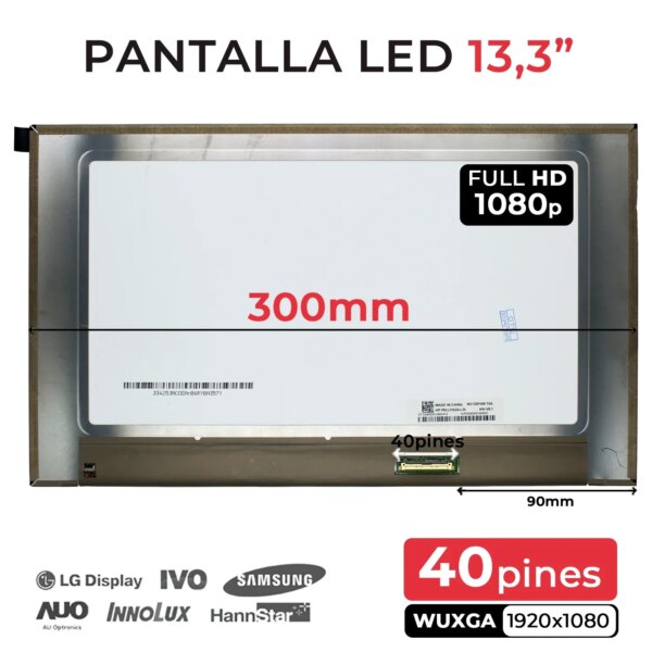 TELA LED TOUCH DE 13,3" PARA NOTEBOOK NV133FHM-T0A 40 PINOS
