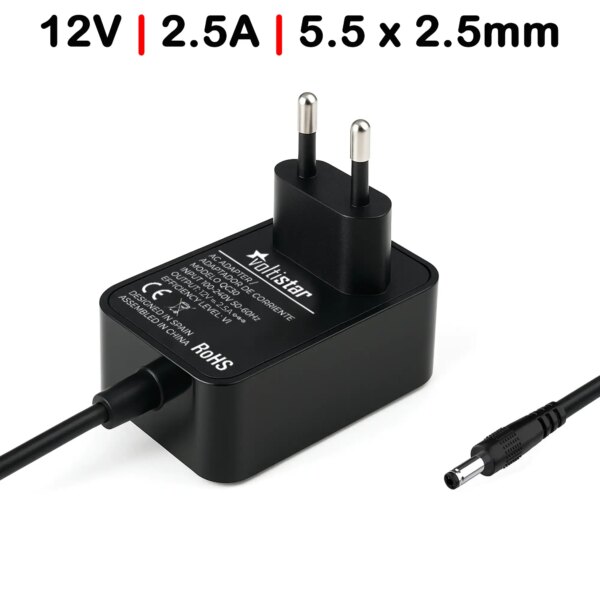 Carregador 12V 2.5A 30W para Monitores, Router e Luzes LED - Conector 5.5x2.5mm