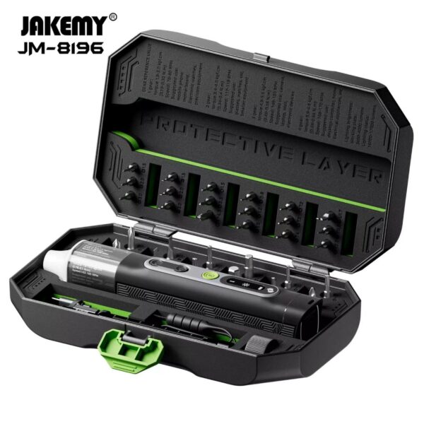 Jogo de Chaves de Fenda Elétricas Jakemy JM-8196 - Ferramenta Essencial para Reparo de Portáteis e Eletrónicos