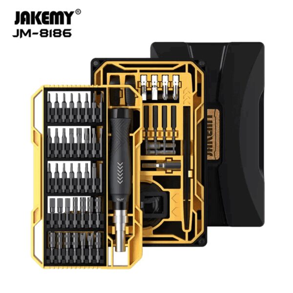Jogo de Chaves de Fenda Magnéticas Jakemy JM-8186A - Kit de Reparação 87 em 1 para Portáteis e Eletrónicos