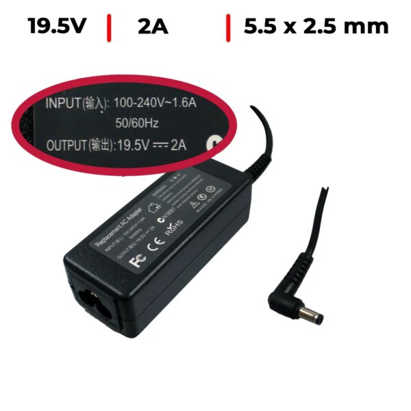 Carregador BenQ 19V 2A - Compatível com Monitores Profissionais | Ficha 5.5x2.5mm