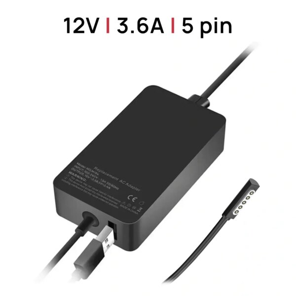 Carregador para Tablet Microsoft Surface RT, RT 2, Pro 1, Pro 2 e Modelos 1536, 1601, 1631 - 12V 3.6A (48W) - Green Computer