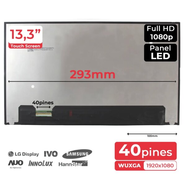 ECRÃ LED DE 13.3" PARA NOTEBOOK B133HAK01.4 HW0A HW1A