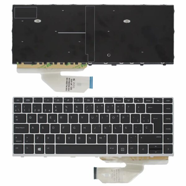 Teclado HP Probook 430 G5 440 G5 445 G5 Preto com Moldura Prateada - Português Castelhano