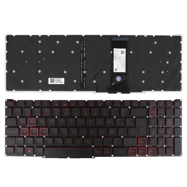 Teclado para Portátil Acer Nitro 4 e 5 AN515-54 AN515-43 AN517-51 AN715-51 Preto e Vermelho